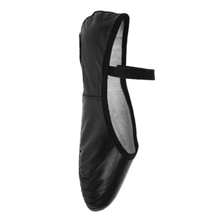 Starlite Elasticated Topline Leather Ballet Shoe, Full Sole - Black
