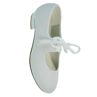 Starlite Strike Canvas Tap Shoe with Toe & Heel Taps, Low Heel - White