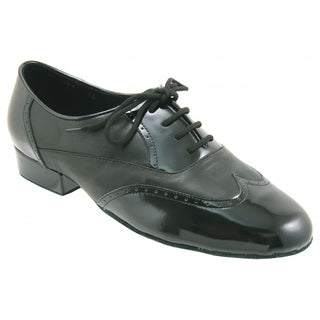 San Francisco Mens Soft Black Leather/Patent Dance Shoe with 1" Heel