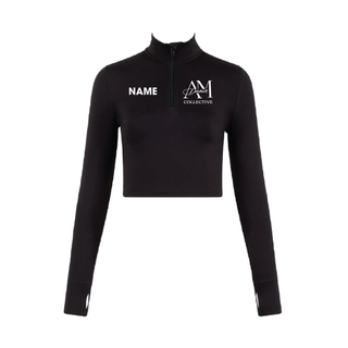 AM Dance Collective  1/2 Zip Long Sleeve Crop Top