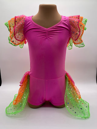 Pink One Piece With Colourful Ruffles