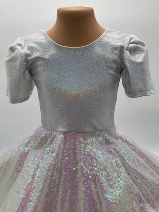 Silver Puff Sleeved Dress