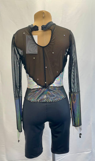 Black And Silver Mesh Playsuit