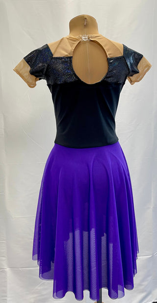 Purple Mesh Skirt Lyrical Dress with Cap Sleeve