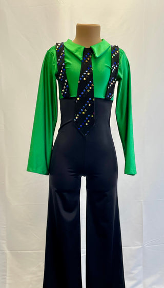 Green And Black Catsuit