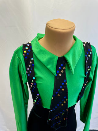 Green And Black Catsuit