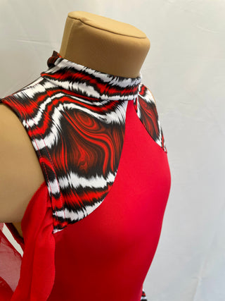 Red, Black and White Dress