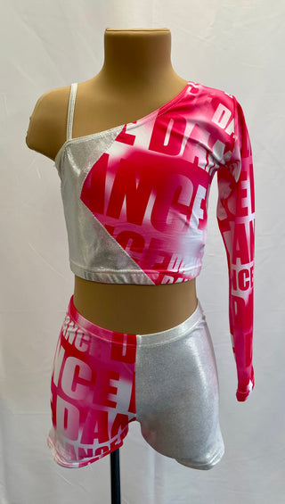 Hot Pink and Silver DANCE Two Piece