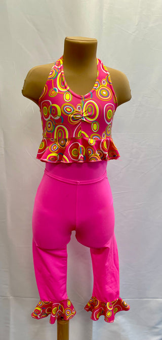 Yellow and Pink Swirled Dress, Two Piece and Catsuit