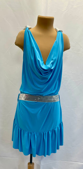 Sky Blue Draped Dress