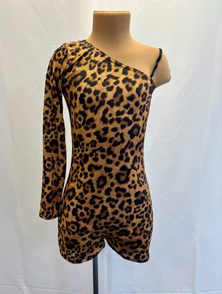 Leopard Print Asymmetric Unitard