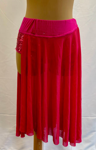 Hot Pink Sequin Pants with Mesh Skirt