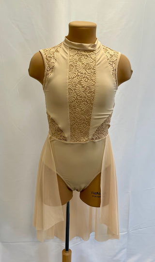 Beige Lace Panel Dress