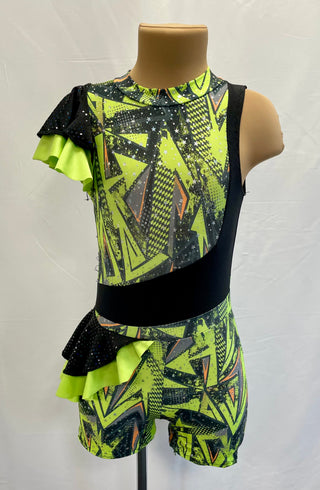 Black and Green Asymmetric Catsuit