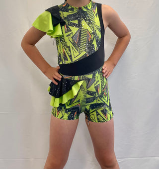Black and Green Asymmetric Catsuit