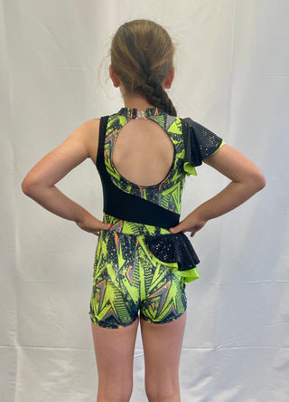 Black and Green Asymmetric Catsuit