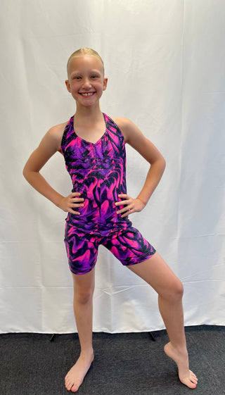 Purple, Pink and Black Unitard