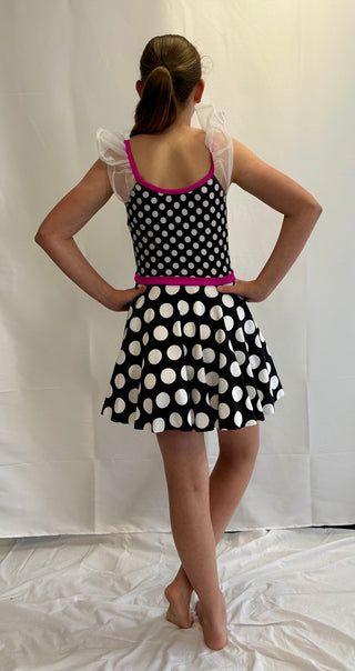 Black dress with white polka dots