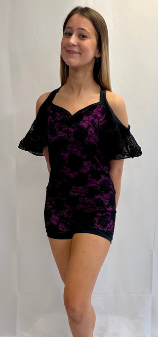 Purple and Black Unitard