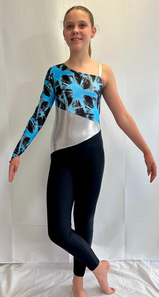 Black, Silver and Blue Asymmetric Catsuit