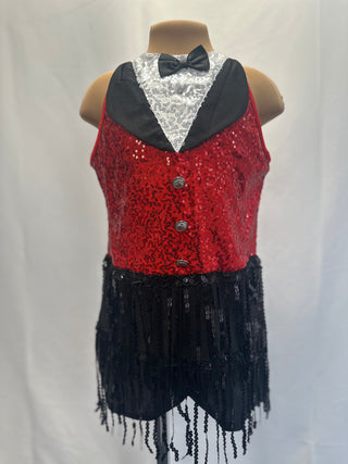 Red and Black Sequin/ Tasseled Costume - New