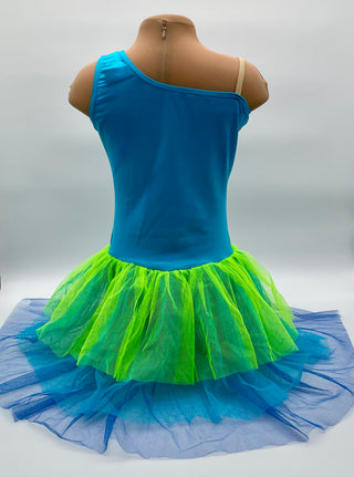 Blue and Green Asymmetric Leotard