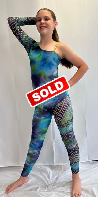 Blue And Green Tie Dye Leotard And Leggings