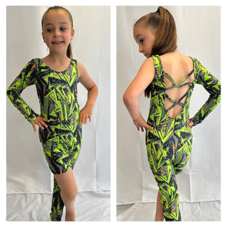 Green and Grey One Legged Catsuit
