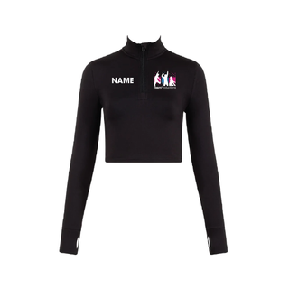 Team Productions 1/2 Zip Long Sleeve Crop Top