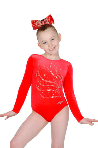 Tiara Crystal Motif Long Sleeved Gymnastics Leotard