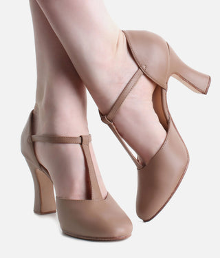 Adult Character Shoes - 3” Leather T-Strap Dance Heels | CH98