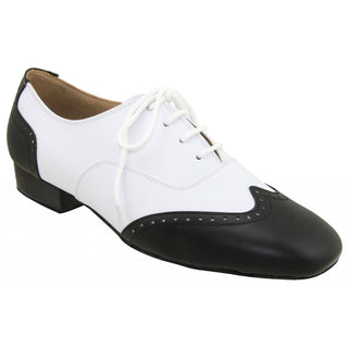 San Jose Mens Black/White Leather Dance Shoe with 1" Heel