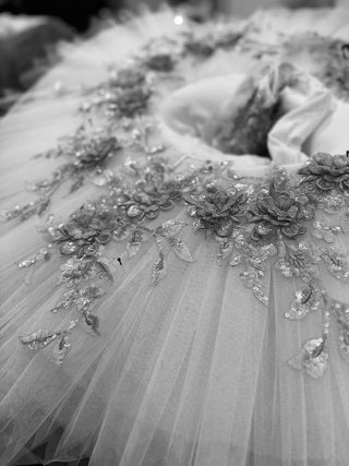 Close-up of intricate tutu and bespoke dancewear costumes