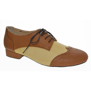 Bronx Mens Brown and Beige Leather Dance Shoe