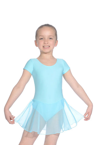 Roch Valley Short Sleeve Matt Lycra Leotard with Skirt - Aqua Blue